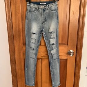 NEW high waist front slit jeans